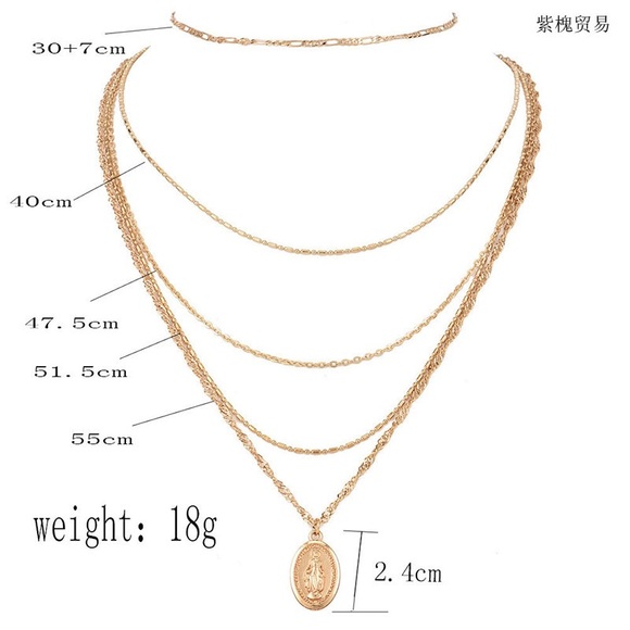 New Gold Color Multi Layer Pendant Necklace - Picture 2 of 2